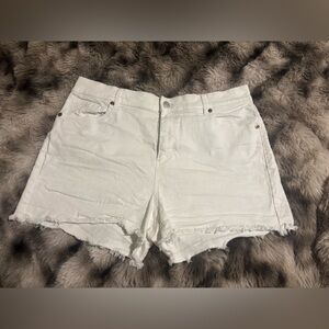 LOFT White Jean Shorts with Frayed Hem